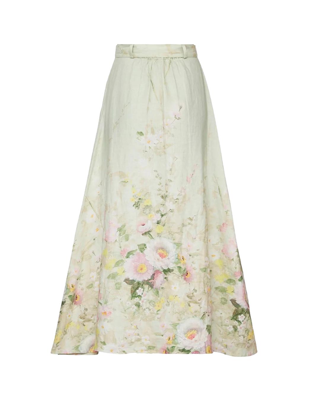 By TiMo Linen Maxi Skirt Skjørt Lysegrønn - chrismoa.no