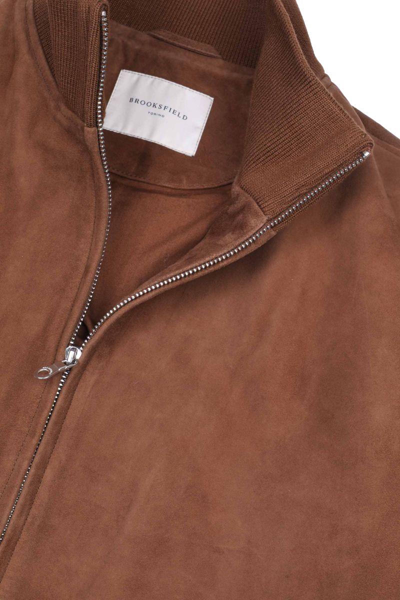 Brooksfield Torino Plain Suede Leather Jacket Jakke Brun - chrismoa.no