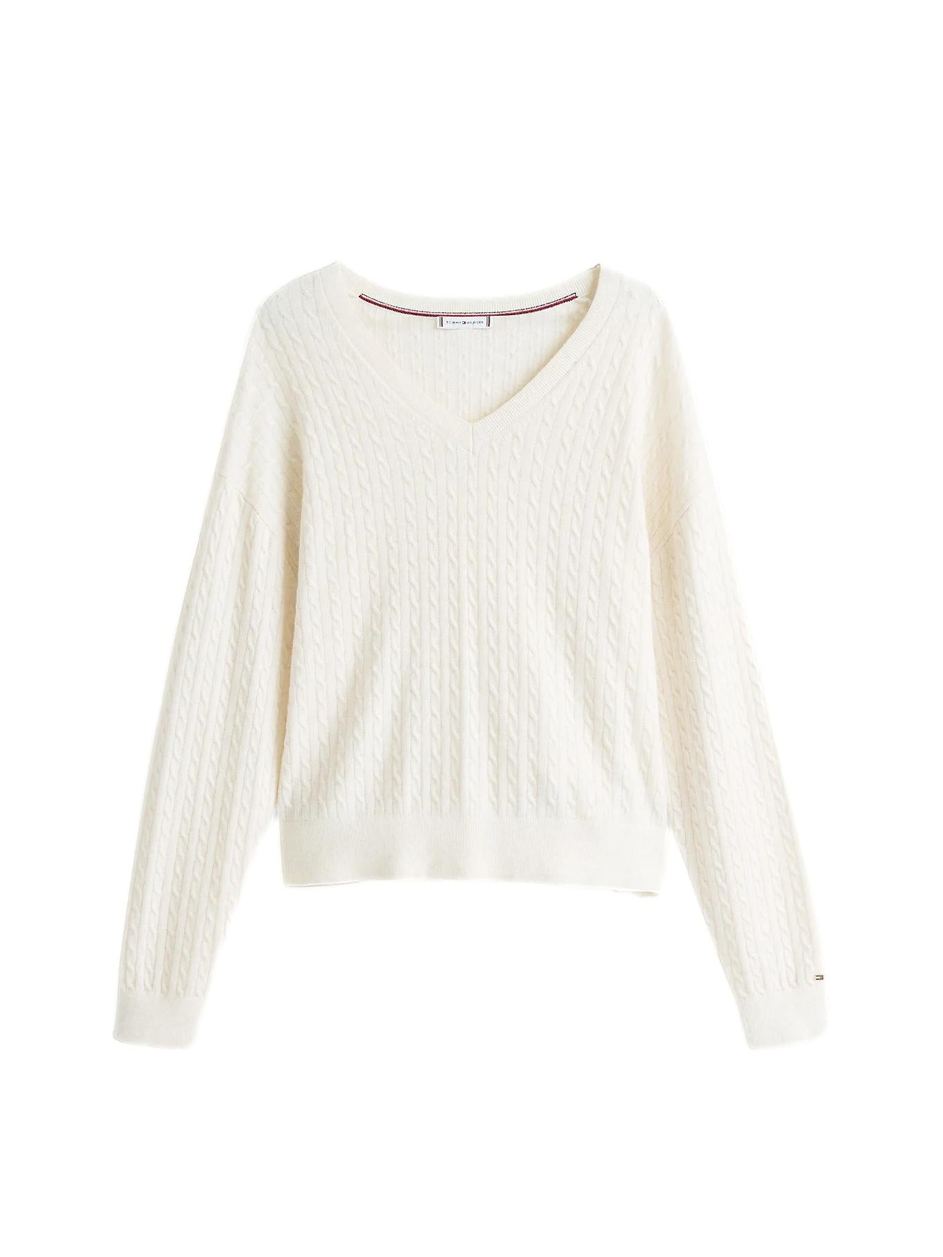 Tommy Hilfiger Mini Cable LS V-NK SWT Genser Lys-Beige - chrismoa.no