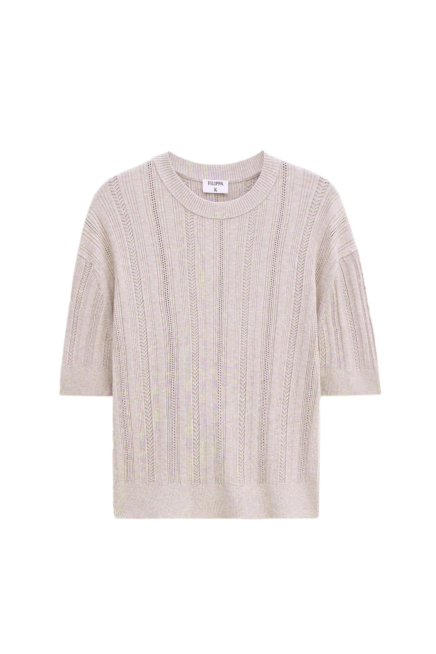Filippa K Braid Knit-Shirt Genser Taupe - chrismoa.no