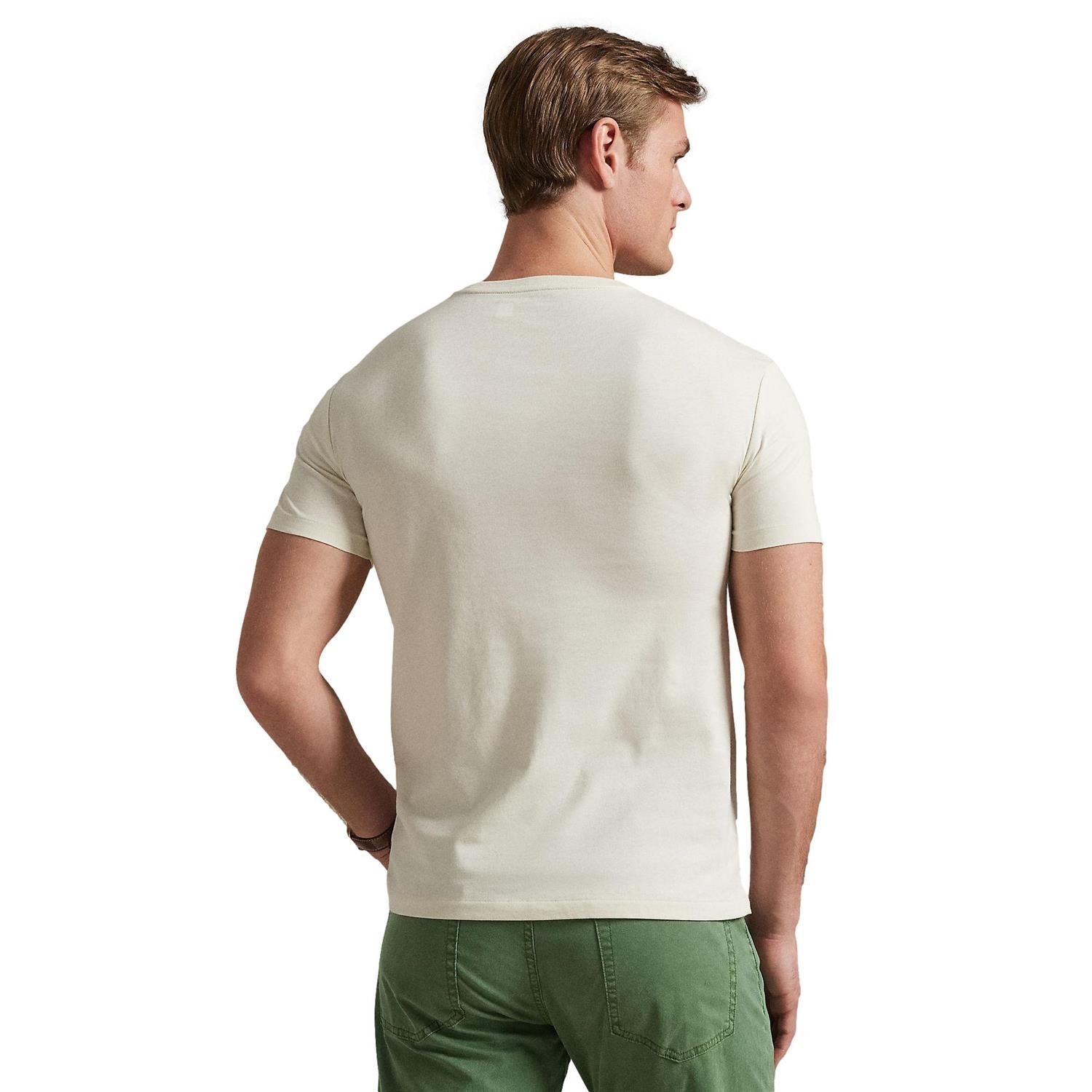 Polo Ralph Lauren CUSTOM SLIM FIT JERSEY CREWNECK T-SHIRT T-Shirt Cream - chrismoa.no