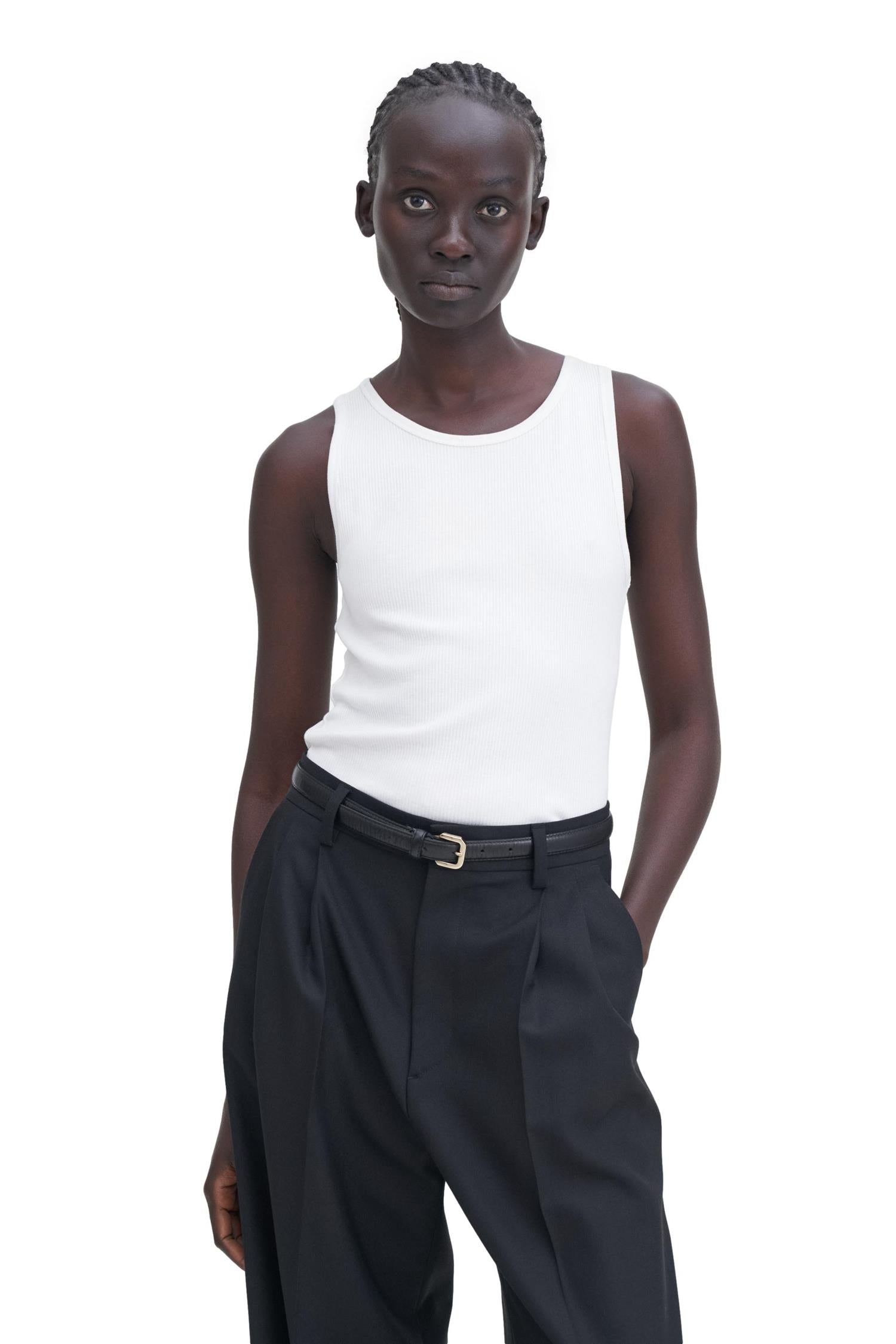 Filippa K Fine Rib Tank T-Shirt Hvit - chrismoa.no