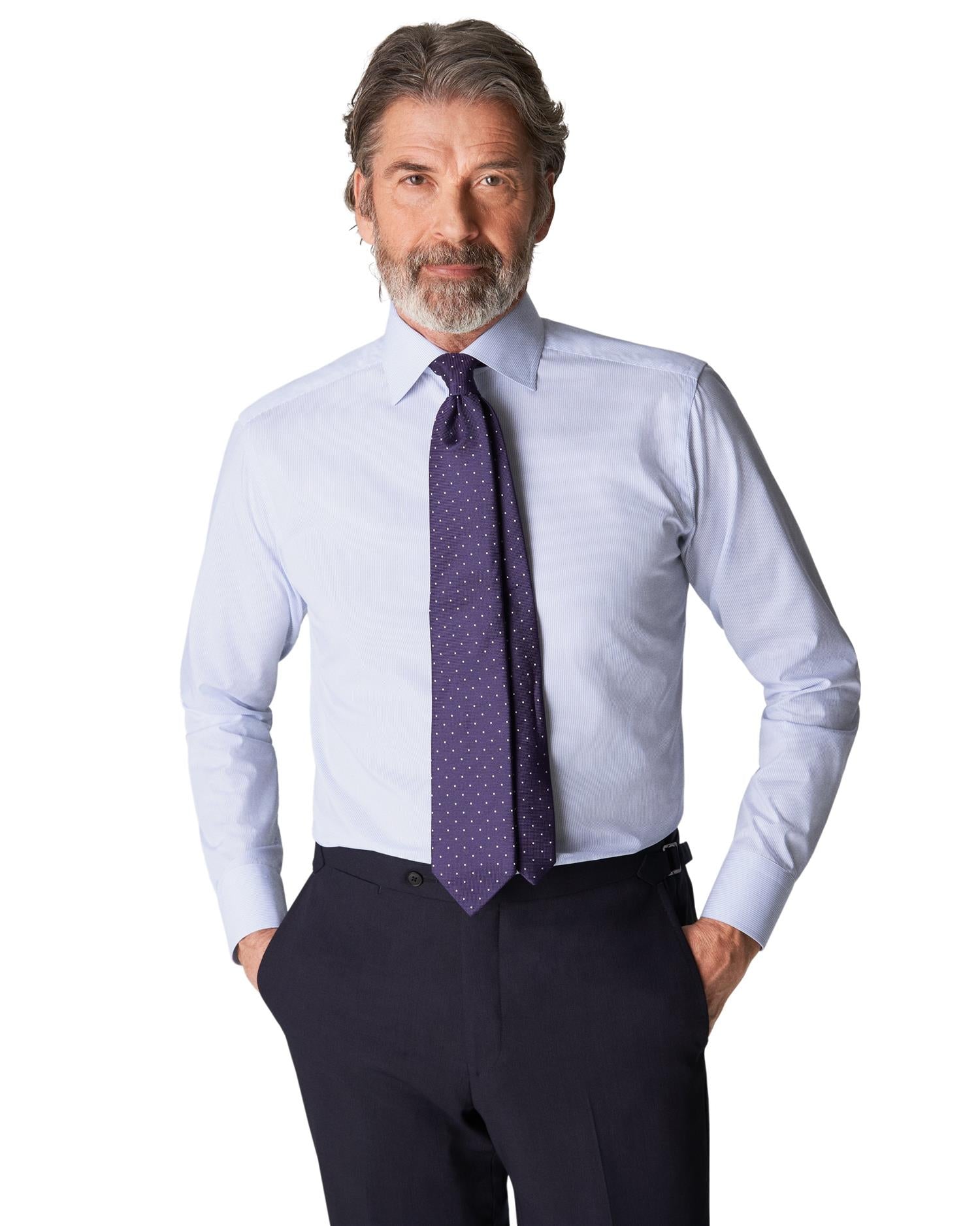 Eton Slim Striped Poplin Shirt Skjorte Lyseblå - chrismoa.no