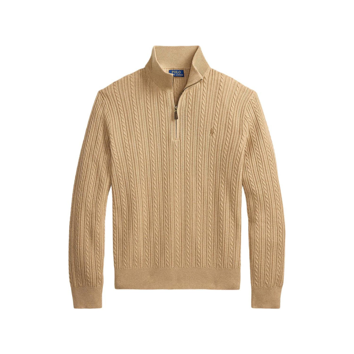 Polo Ralph Lauren Cable knit cotton mocknec sweater Genser Camel