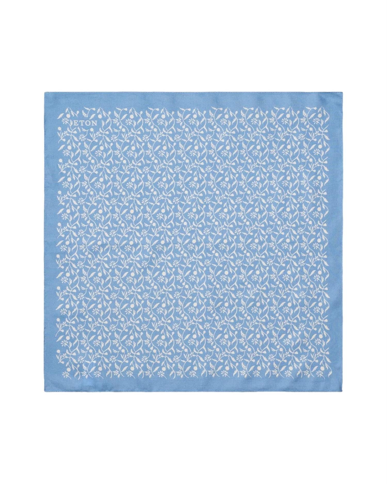 Eton Floral Cotton Silk Bandana Tørkle Lyseblå - chrismoa.no