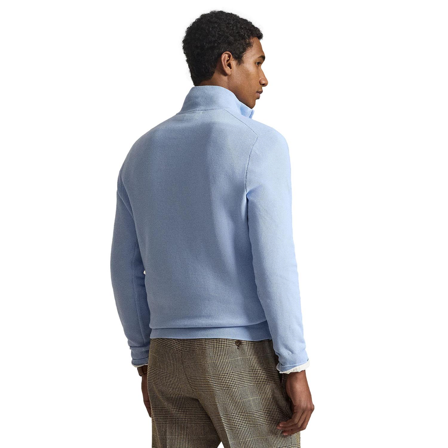 Polo Ralph Lauren Mesh-Knit Cotton Quarter Zip Sweater Genser Lyseblå - chrismoa.no