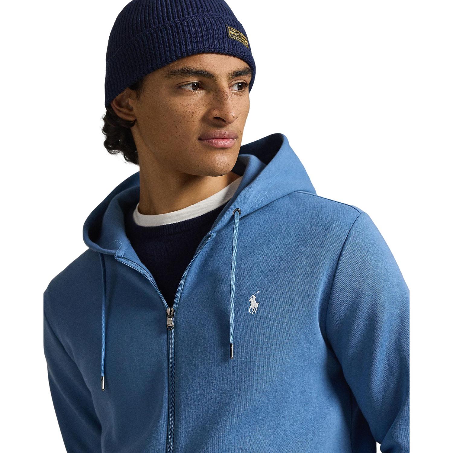 Polo Ralph Lauren Double-Knit Full-Zip Hoodie Genser Lyseblå - chrismoa.no