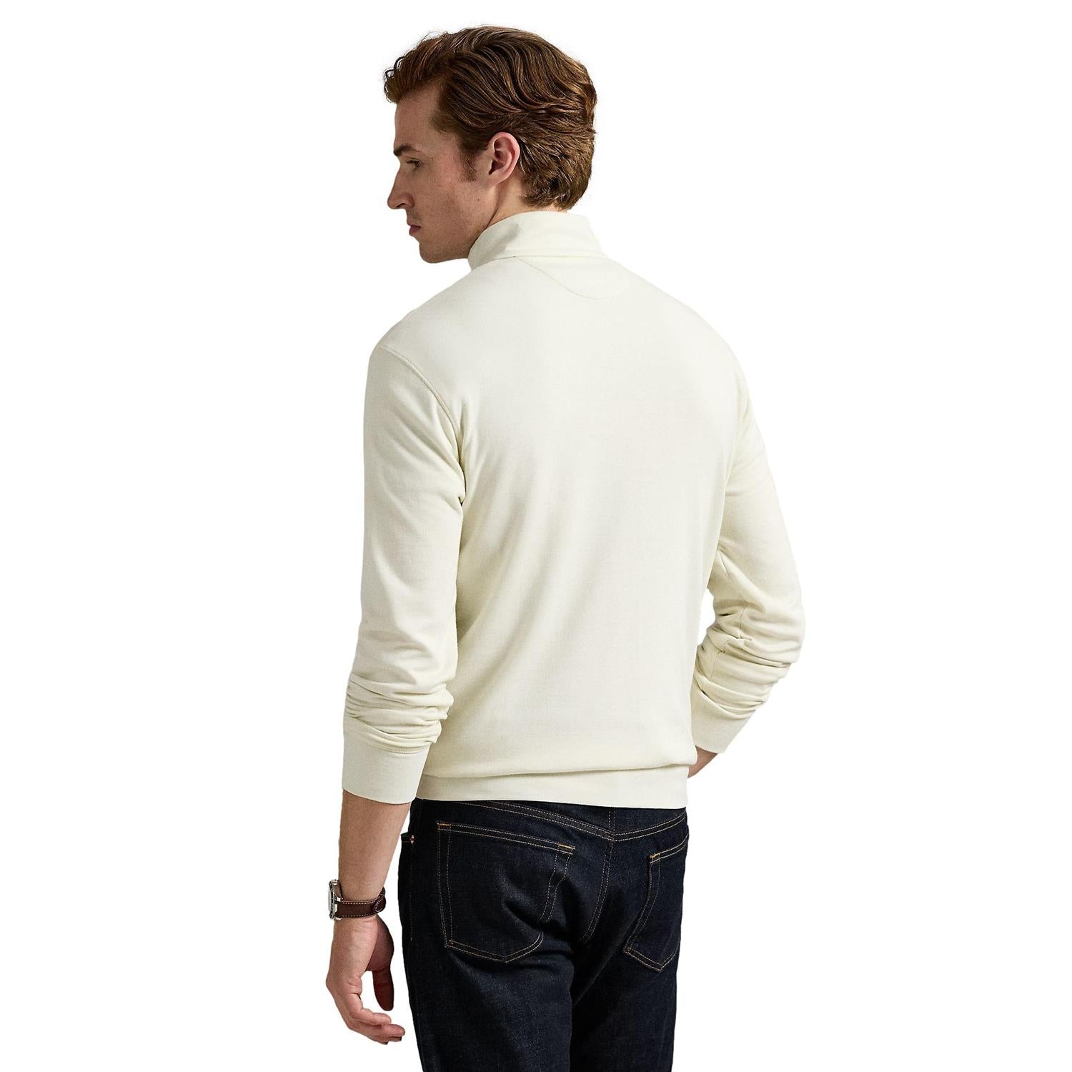 Polo Ralph Lauren Luxury Jersey Quarter-Zip Pullover Genser Off-White