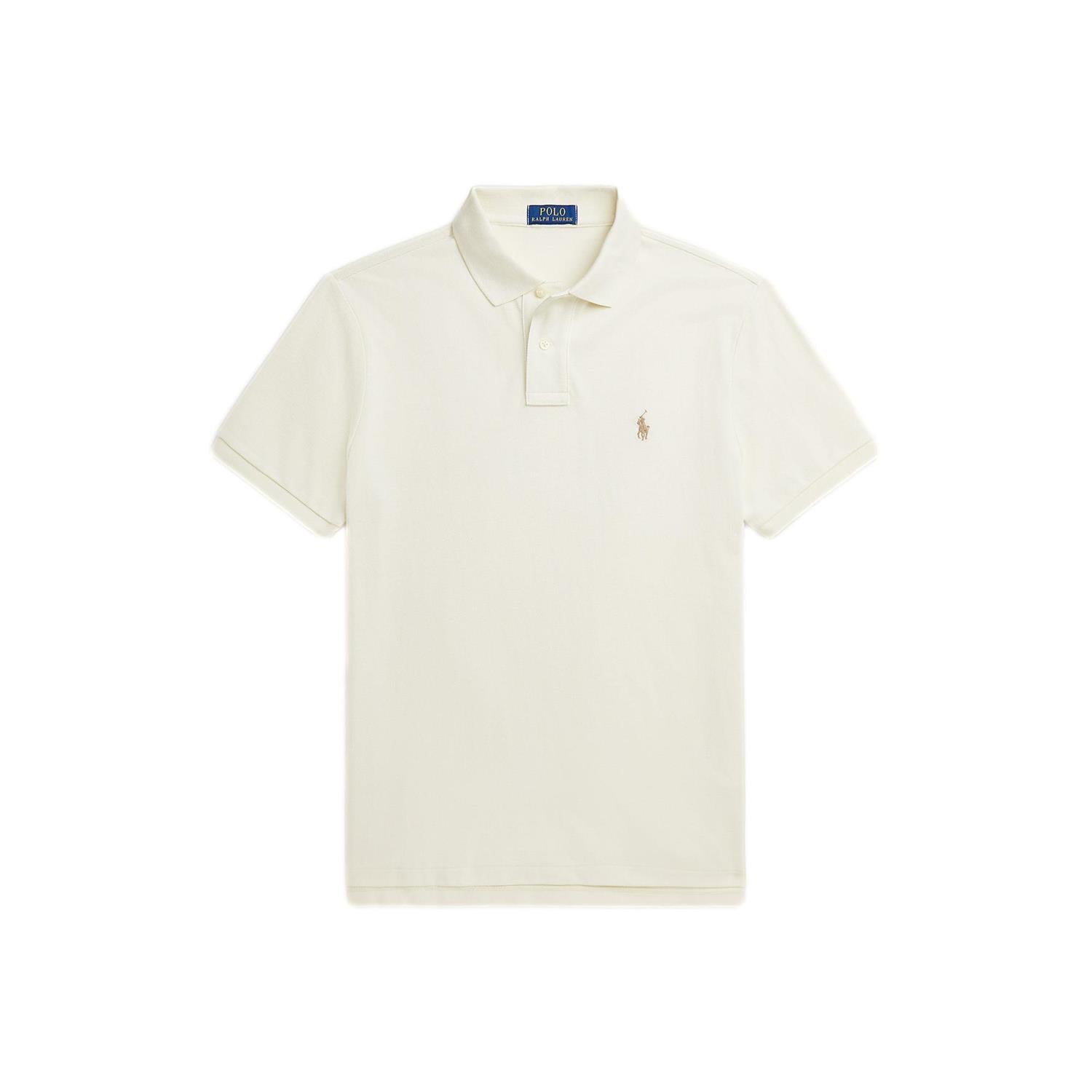 Polo Ralph Lauren Custom Slim Fit Mesh Polo T-Shirt Off-White - chrismoa.no