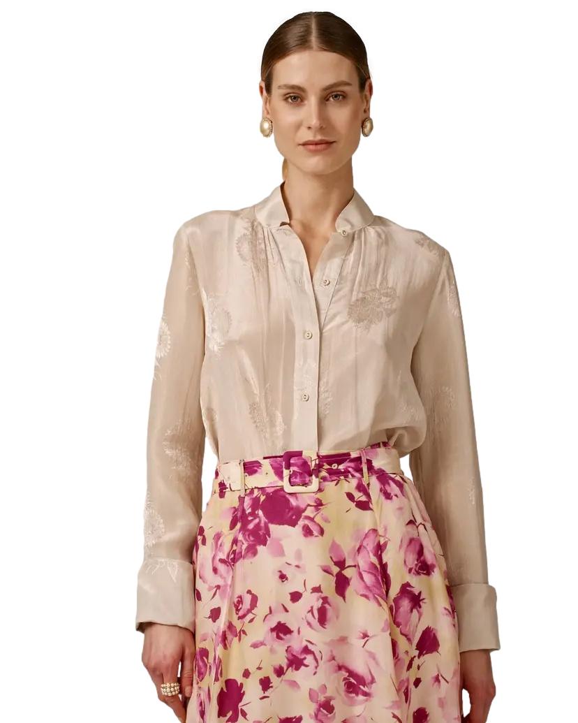 By TiMo Jacquard Blouse Bluse Lys-Beige - chrismoa.no