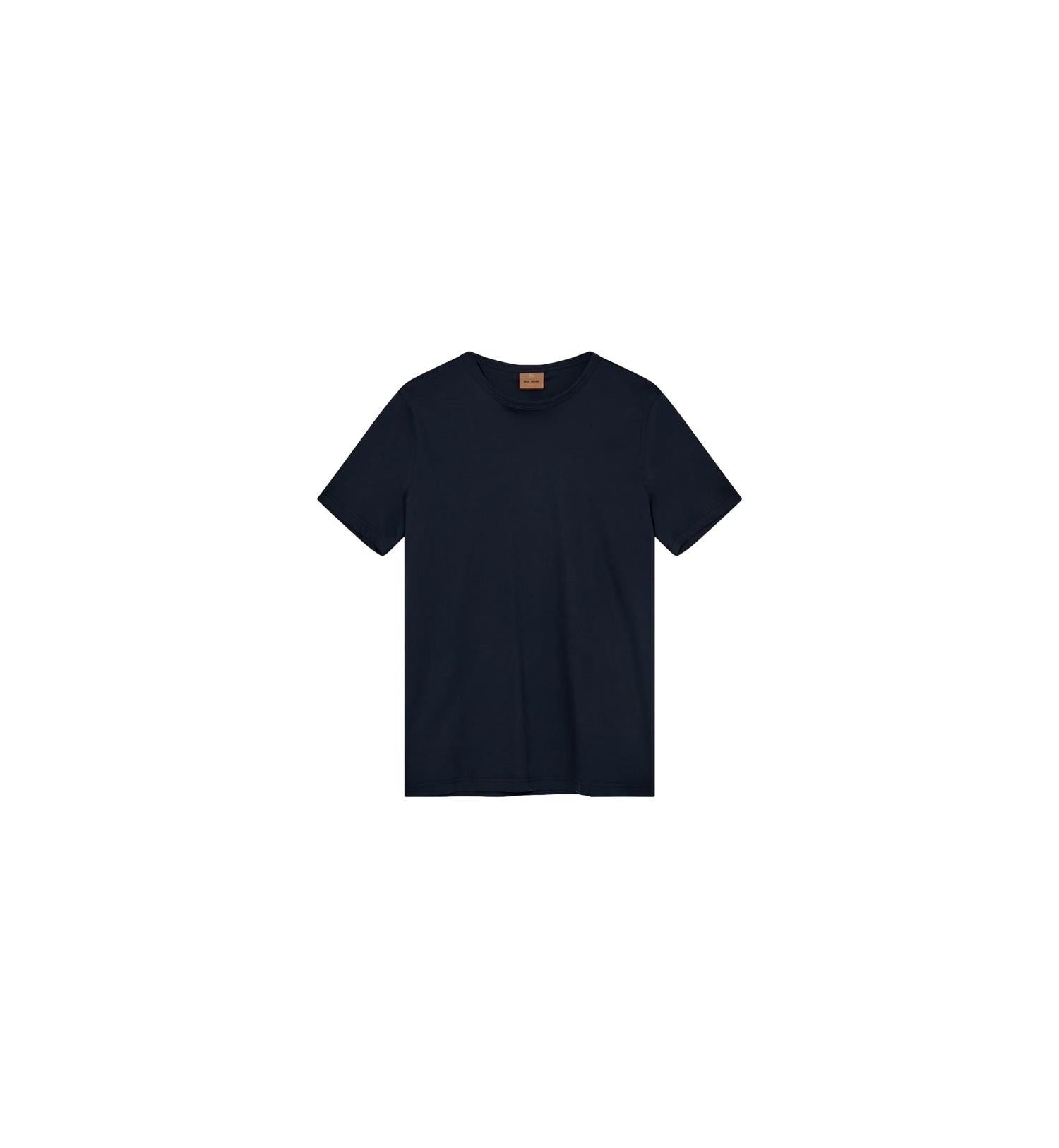 Marinefarget t-skjorte fra MOS MOSH MMG Perry O-SS Tee, enkel design med rund hals og kort erme.