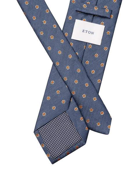 Eton Floral Woven Linen Silk Tie Slips Blå - chrismoa.no