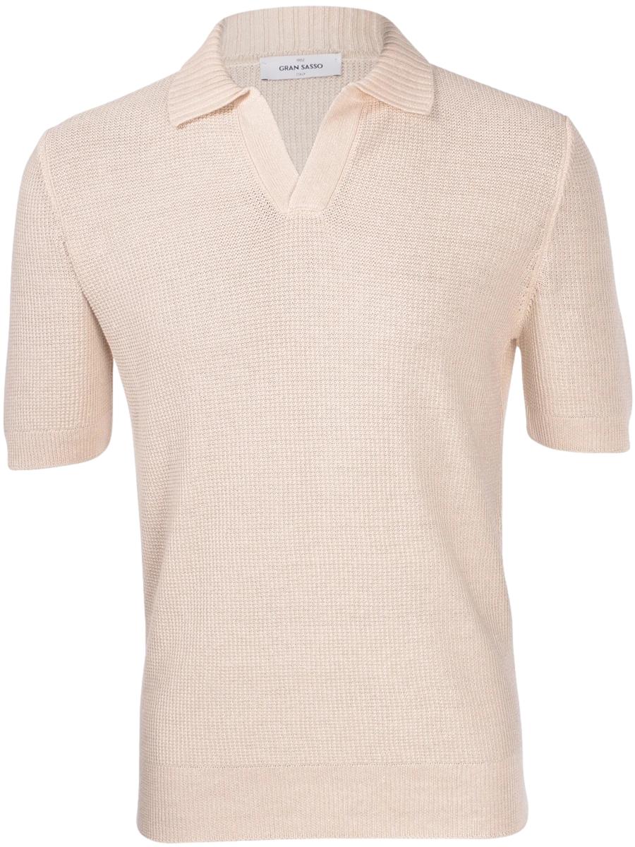 Gran Sasso RICE STITCH KNIT SKIPPER POLO Genser Beige - chrismoa.no