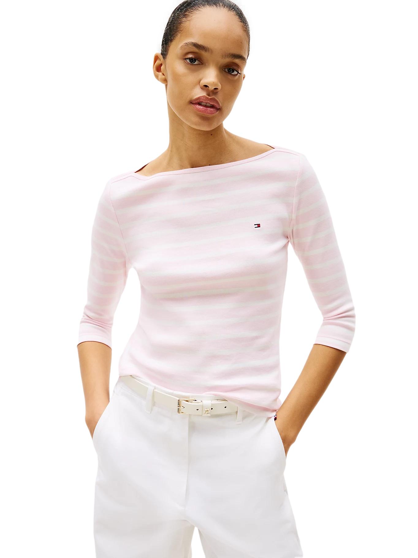 Tommy Hilfiger NEW CODY SLIM BOAT NK 3/4 SLEEVE T-Shirt Striper - chrismoa.no