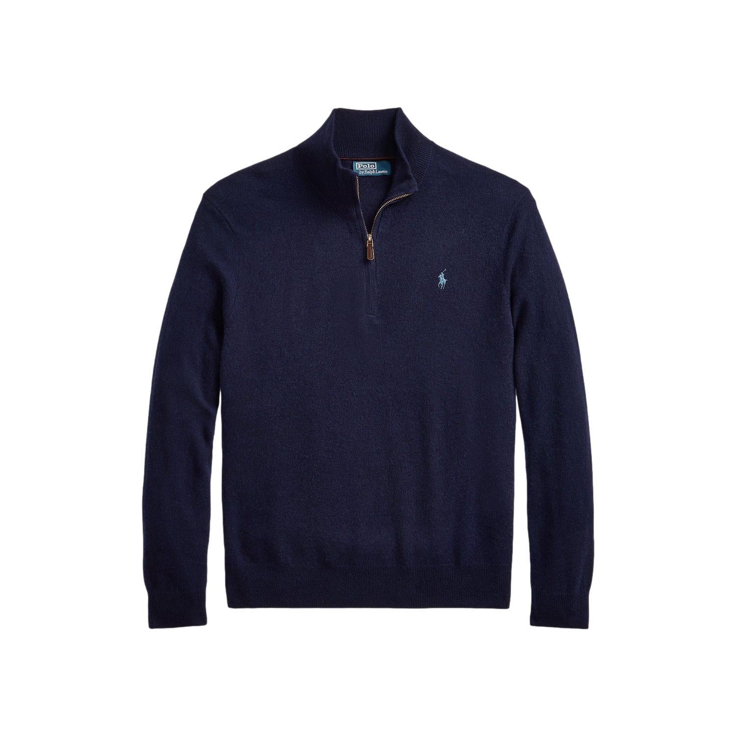 Polo Ralph Lauren Wool Quarter-Zip Sweater Genser Mørkeblå - chrismoa.no