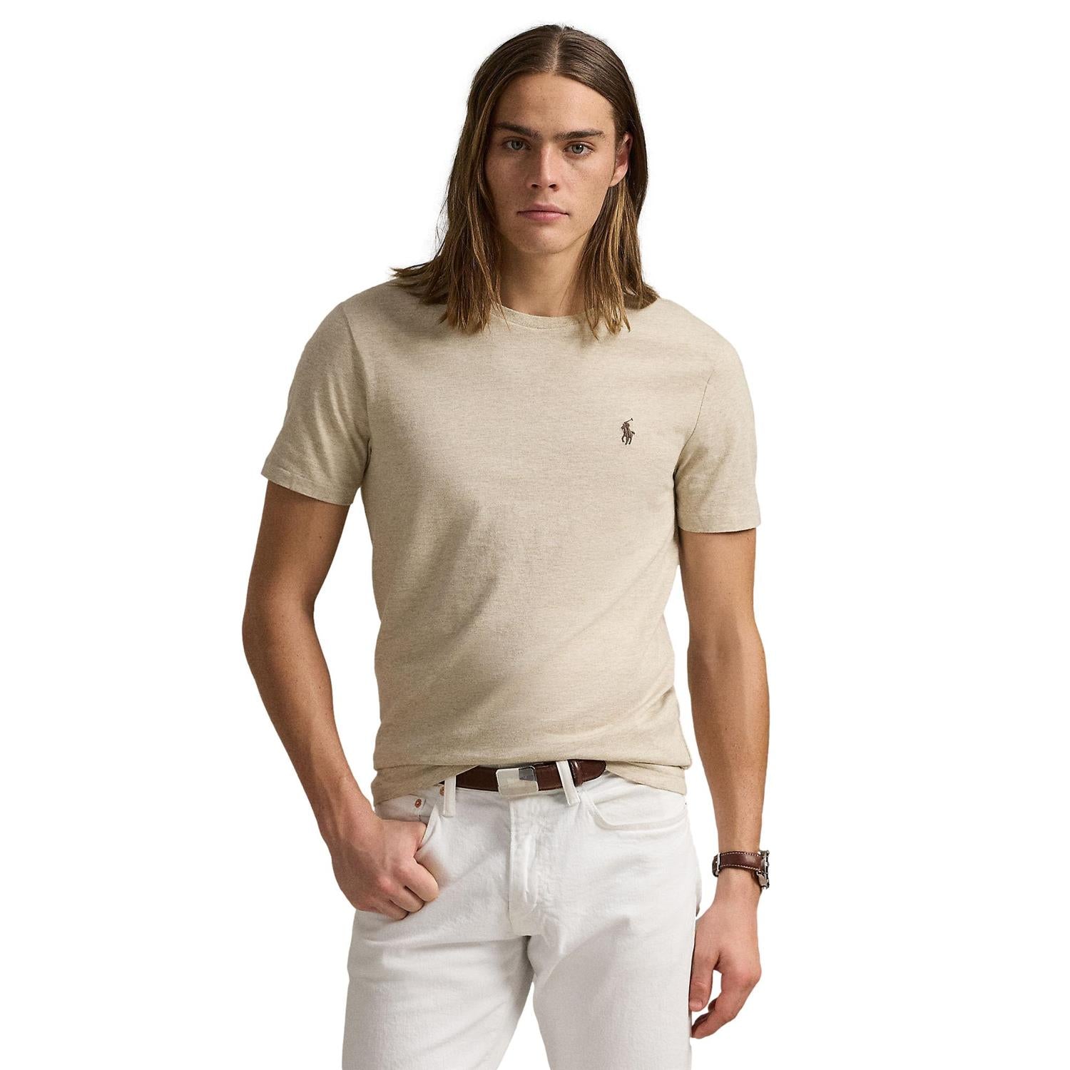 Polo Ralph Lauren CUSTOM SLIM FIT JERSEY CREWNECK T-SHIRT T-Shirt Beige - chrismoa.no