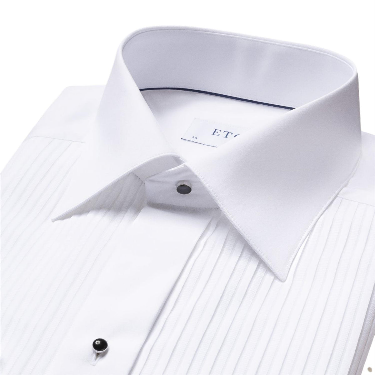 Eton Slim White Plissé Shirt - Moderate Cut Away Skjorte Hvit