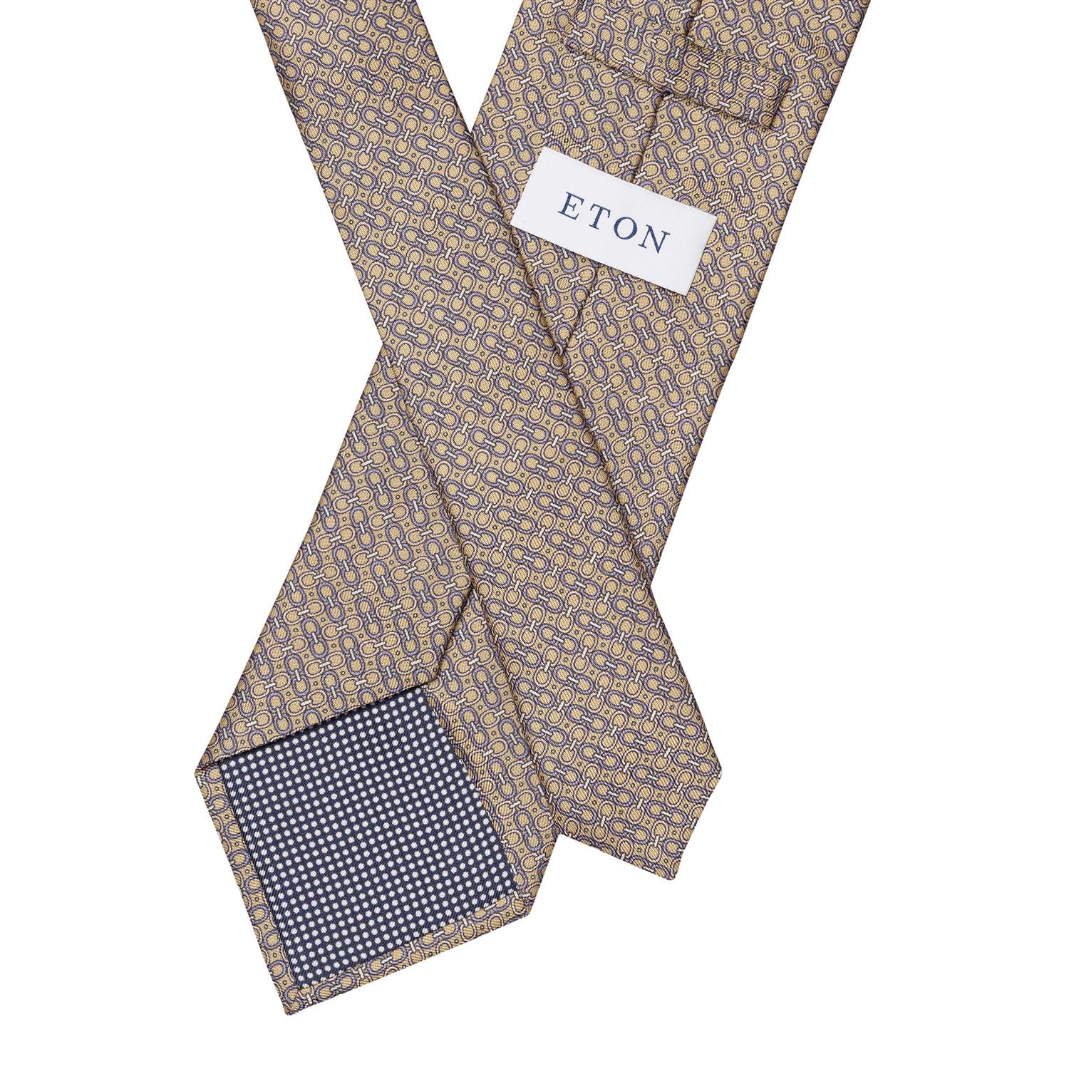 Eton Beige Geometric Print Silk Tie Slips Beige - chrismoa.no