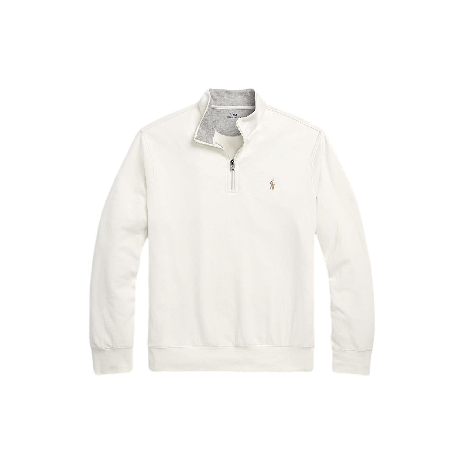 Polo Ralph Lauren Luxury Jersey Quarter-Zip Pullover Genser Off-White