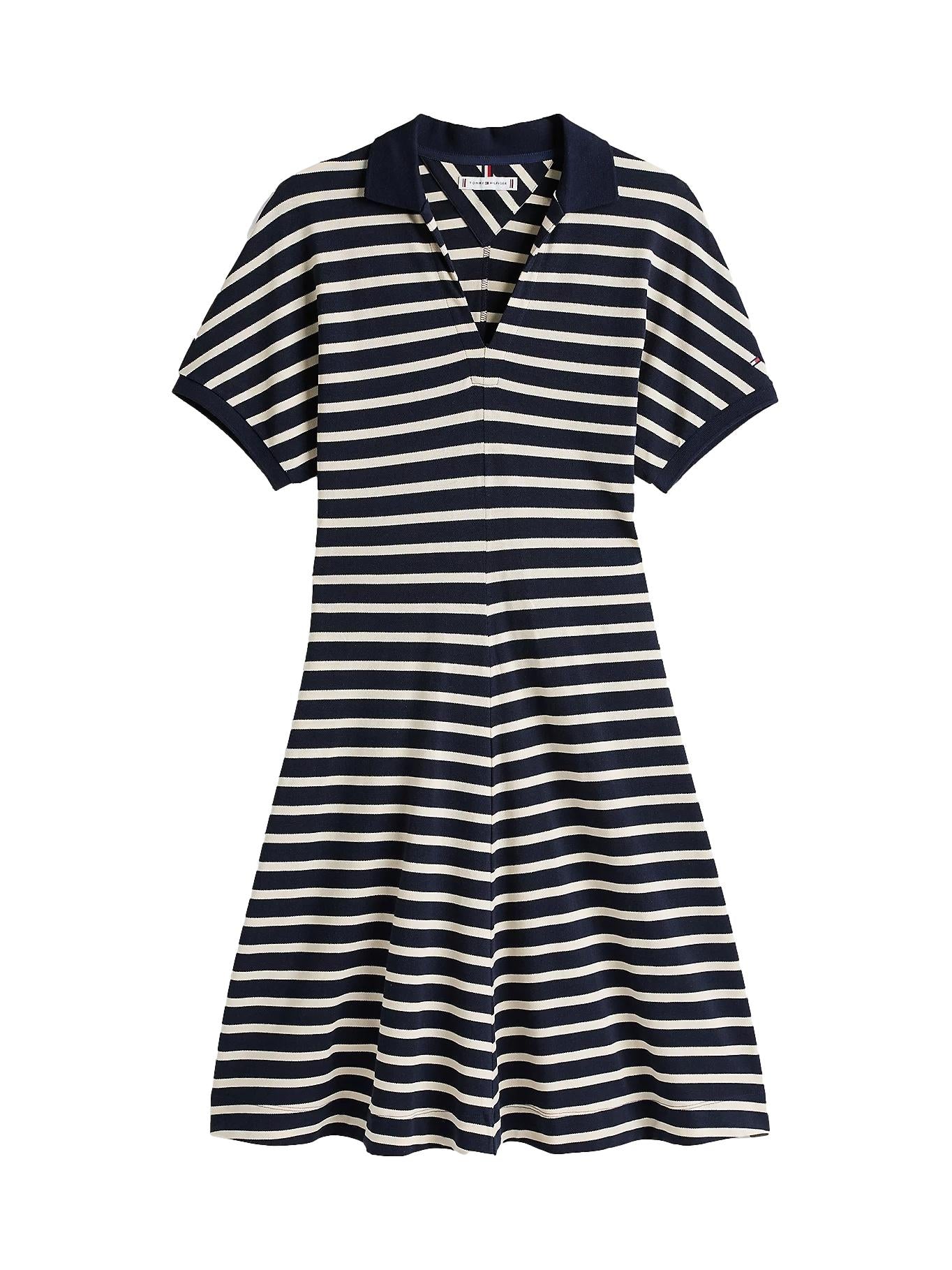 Tommy Hilfiger Lyocell Open-NK F&F Polo Dress Kjole Striper - chrismoa.no