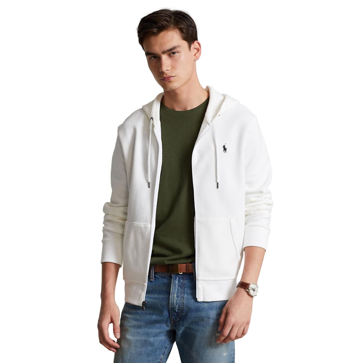 Polo Ralph Lauren DOUBLE-KNIT FULL-ZIP HOODIE Genser Hvit - chrismoa.no