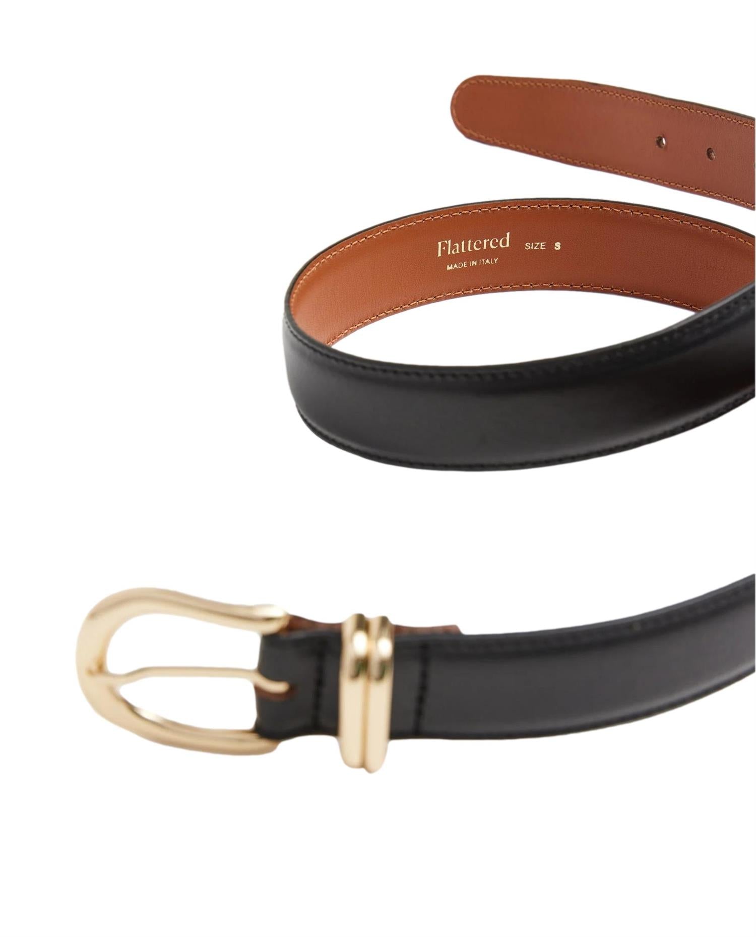 Flattered Beatrice Belt Leather Black Belte Sort - chrismoa.no