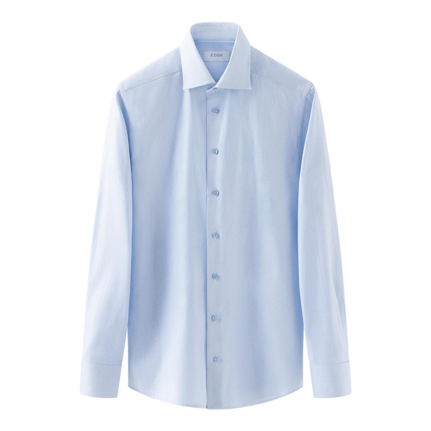 Eton Light Blue Semi Solid Signature Twill Shirt Slim Fit Skjorte Lyseblå - chrismoa.no