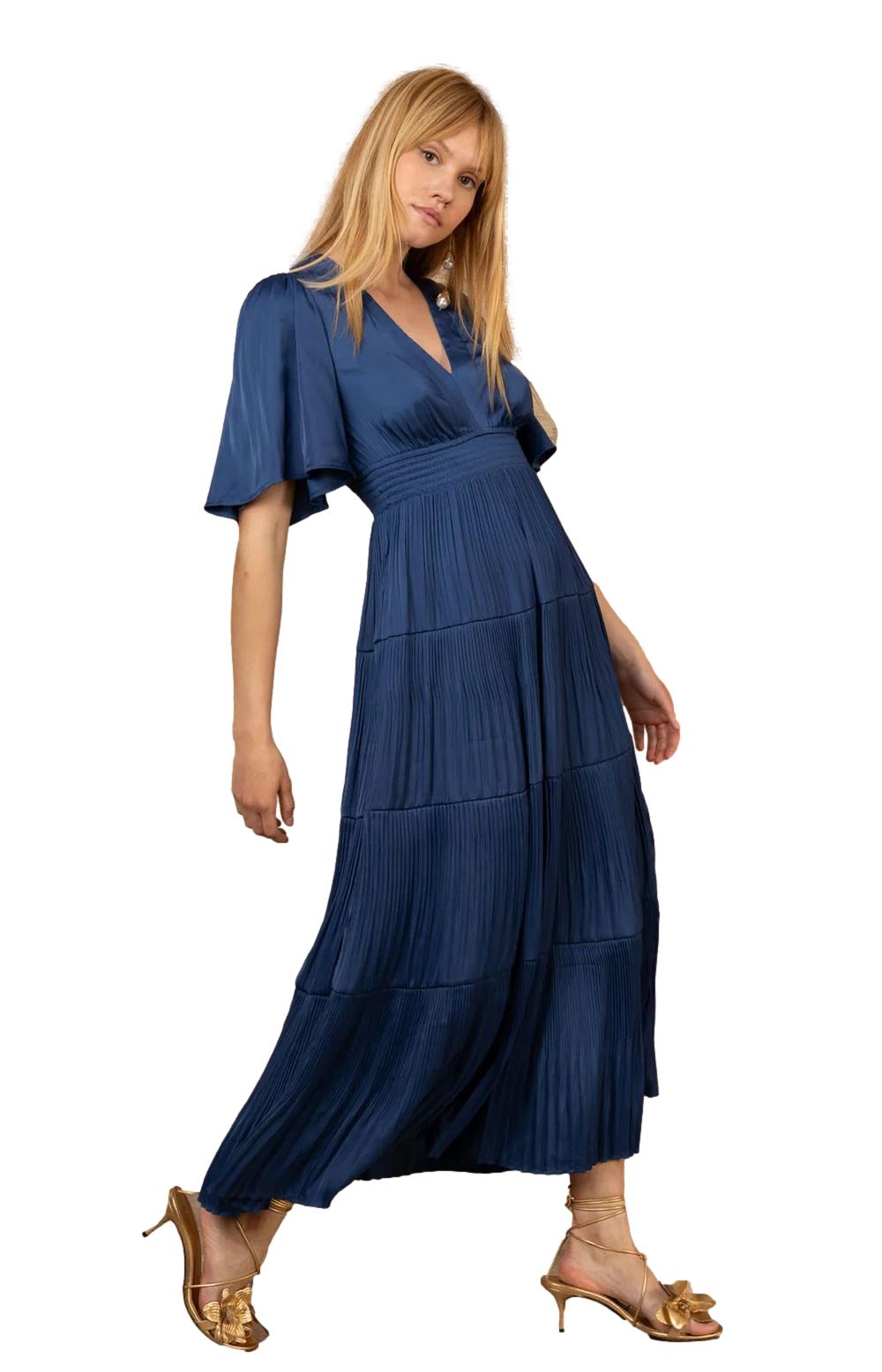 Hale Bob Angie Solid Long Dress Kjole Blå