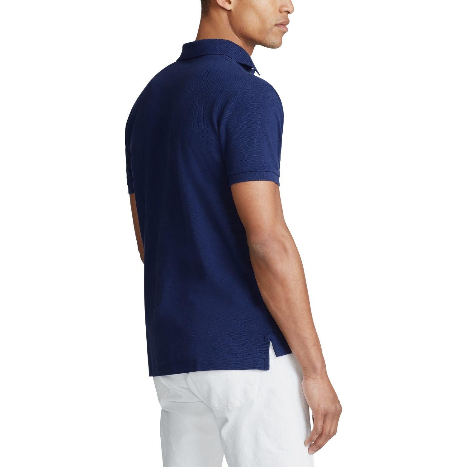 Polo Ralph Lauren Custom Slim Fit Mesh Polo T-Shirt Marine - chrismoa.no