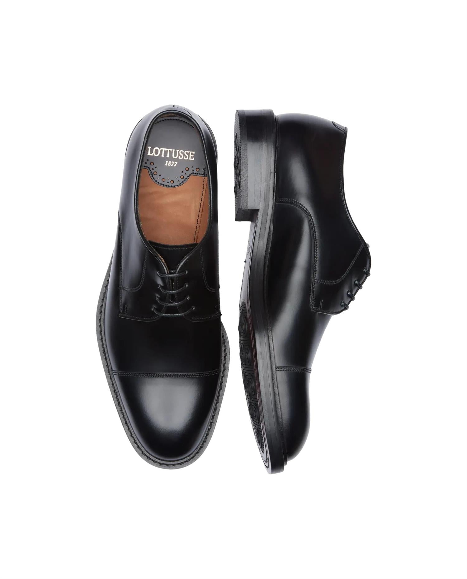 Lottusse Harrys Black Bright Calf Derby Sko Sort - chrismoa.no