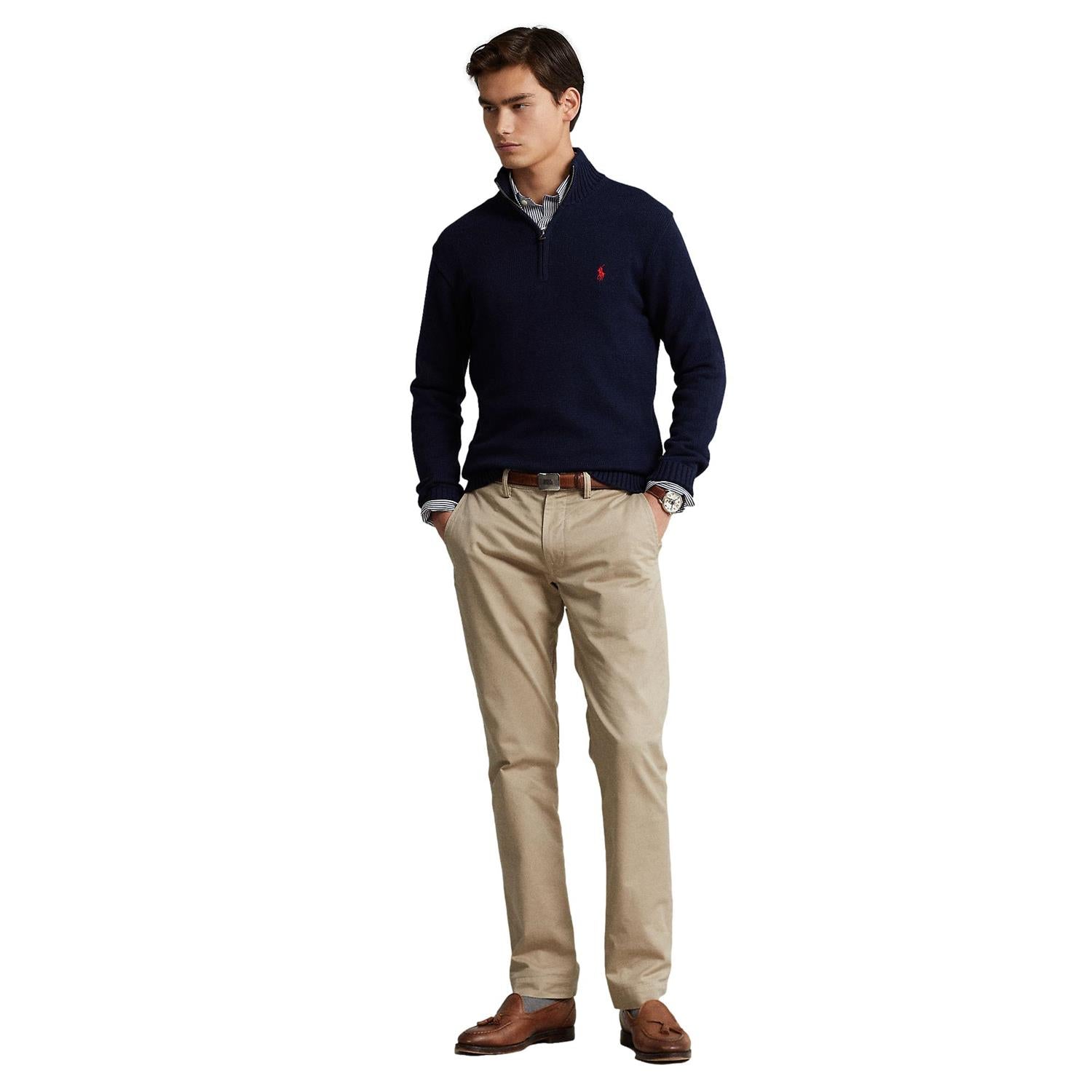 Polo Ralph Lauren Cotton Quarter-zip sweater Genser Marine
