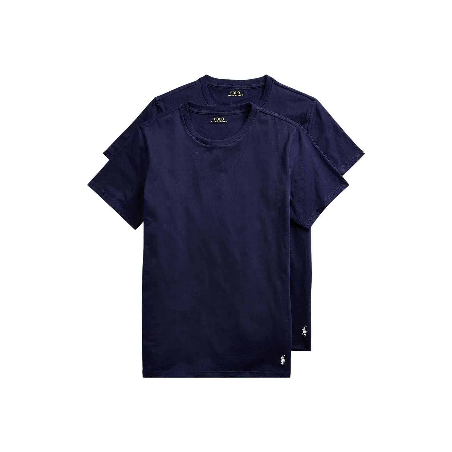 To-pack Polo Ralph Lauren klassiske crew neck T-skjorter i marineblå, komfortabelt bomullstøy for daglig bruk