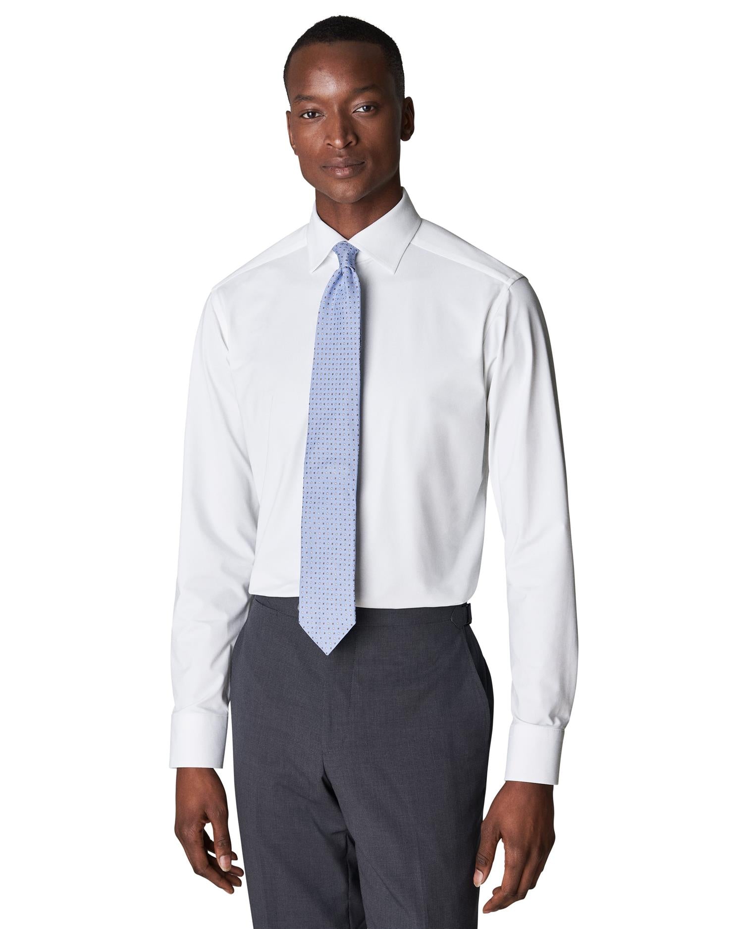 Eton Slim White Four-Way Stretch Shirt Skjorte Hvit - chrismoa.no