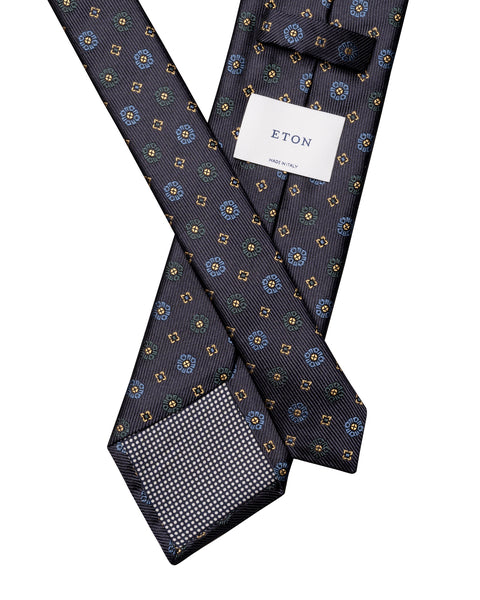 Eton Geometric woven silk tie Slips Blå - chrismoa.no