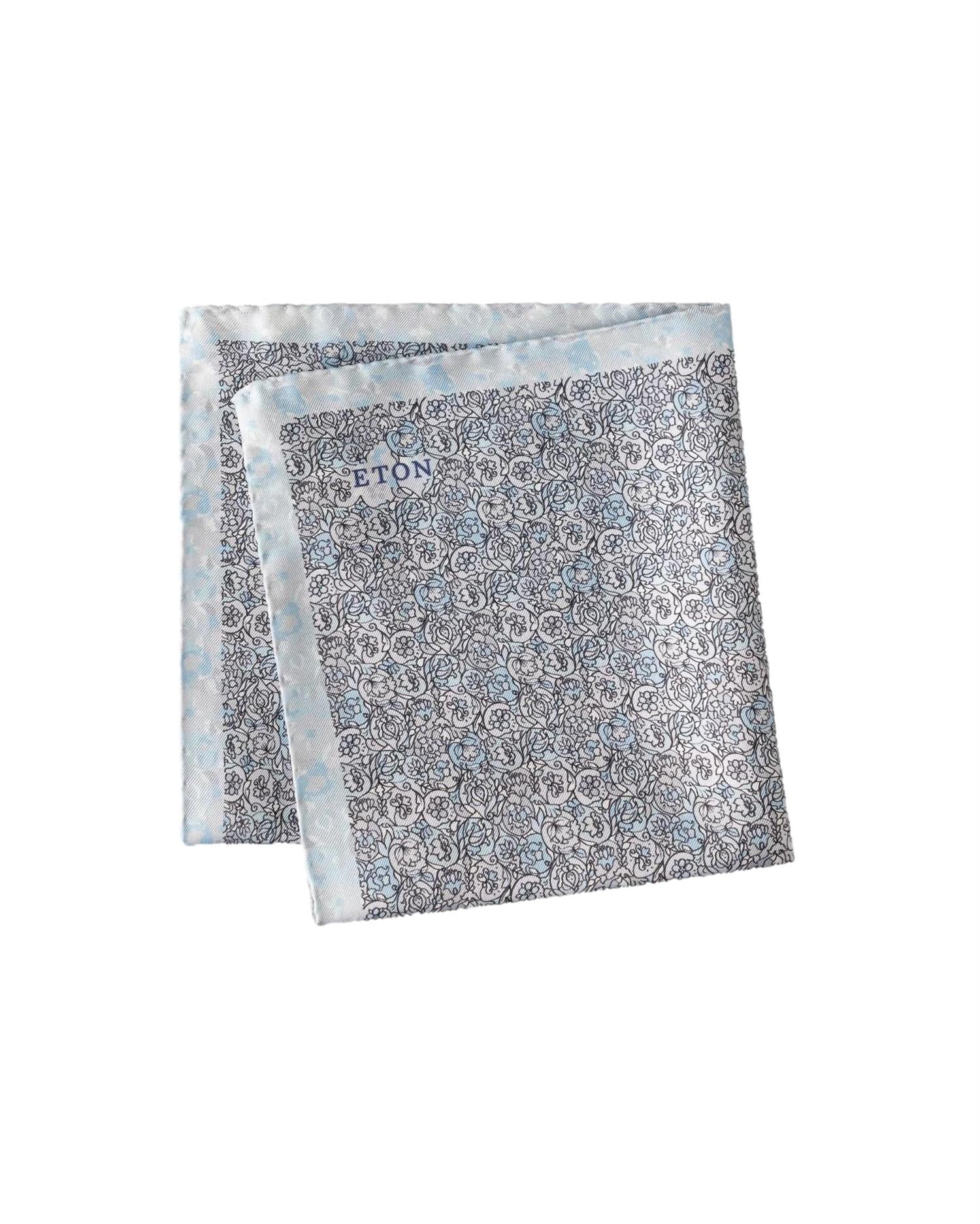 Eton Floral Silk Pocket Square Tørkle Lyseblå - chrismoa.no