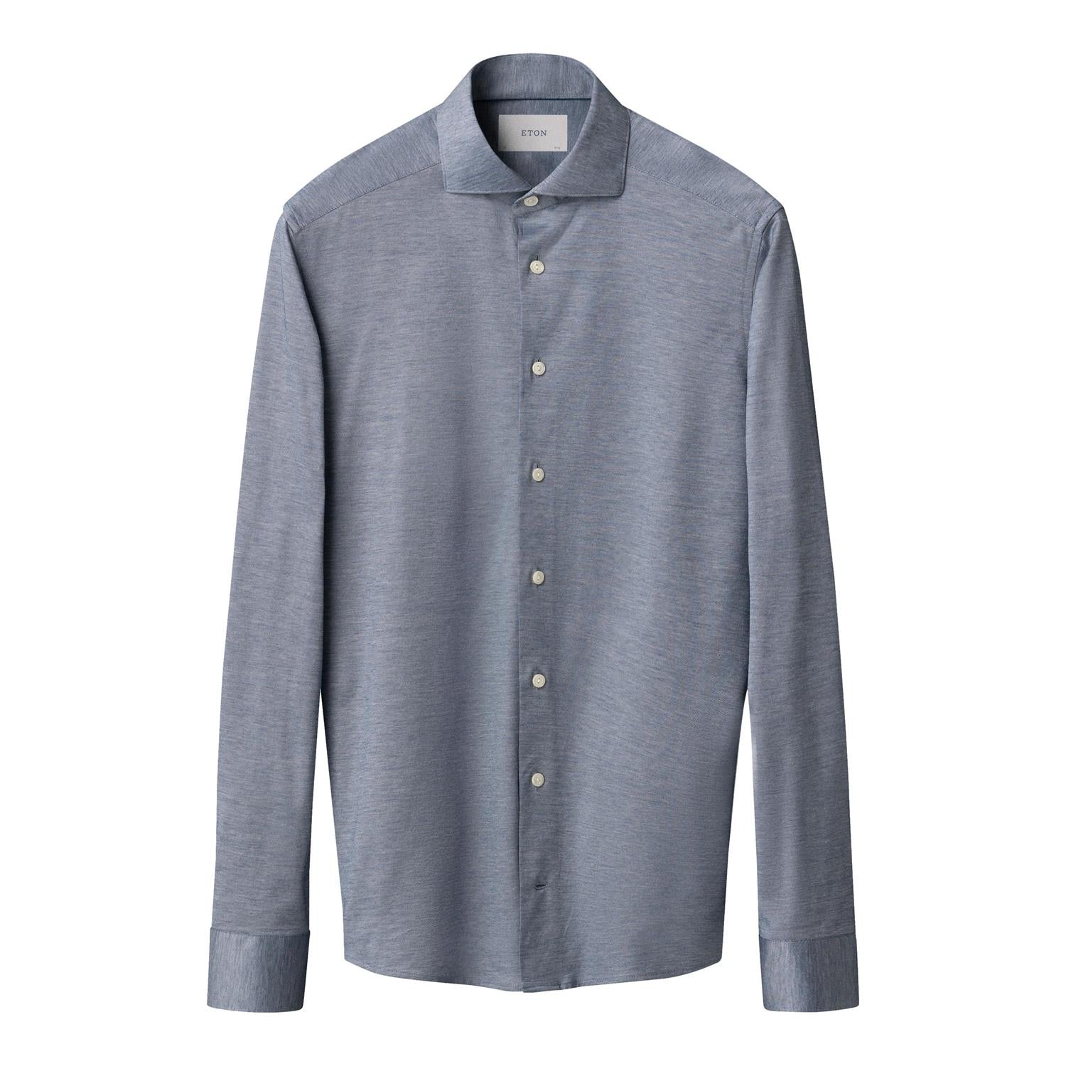 Eton Filo di Scozia Oxford Shirt Slim Fit Skjorte Mørk Blå Melert - chrismoa.no