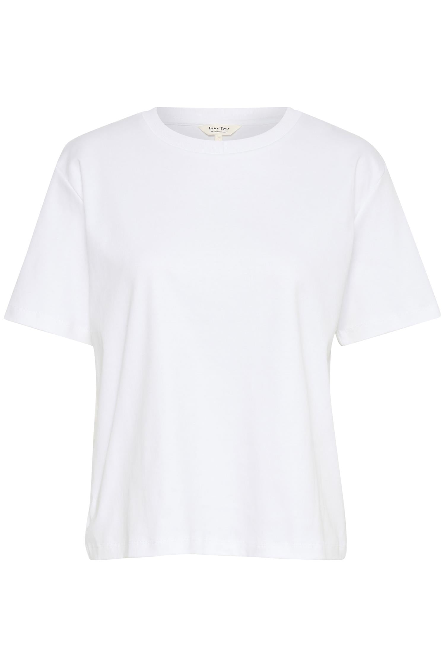Part Two Annepw Ts T-skjorte i lys hvit, myk bomulls T-skjorte med rund hals og kort erme, stilren og komfortabel til hverdag.
