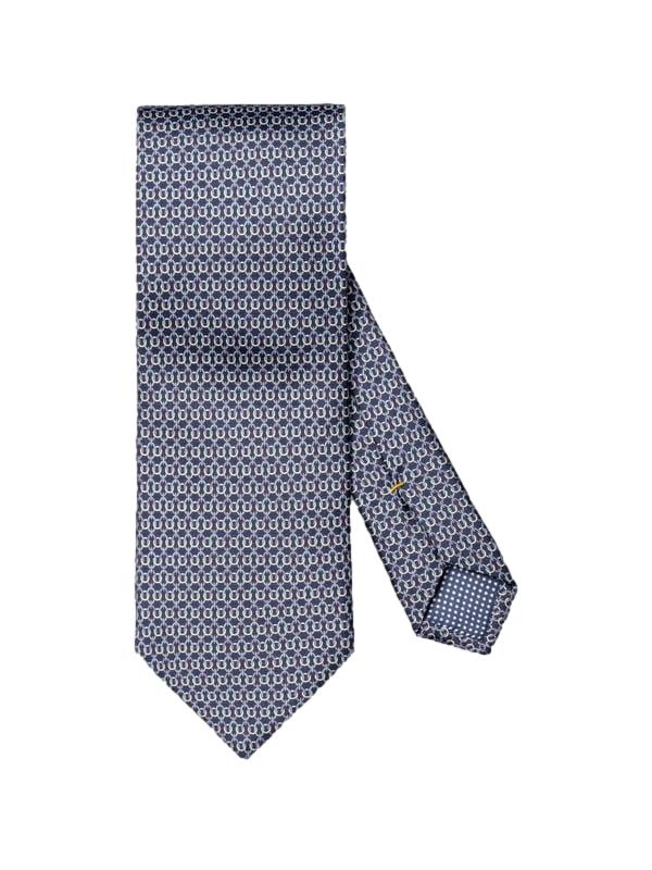 Eton Geometric Print Silk Tie Slips Blå