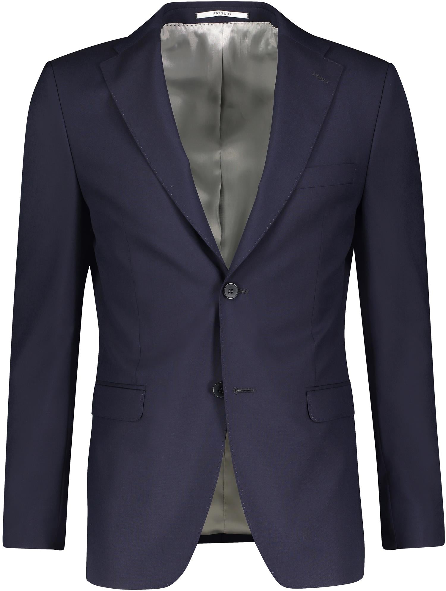 Frislid Jonas dressjakke i marineblått, elegant og komfortabel, vist på modell med knappelukking og lommer.