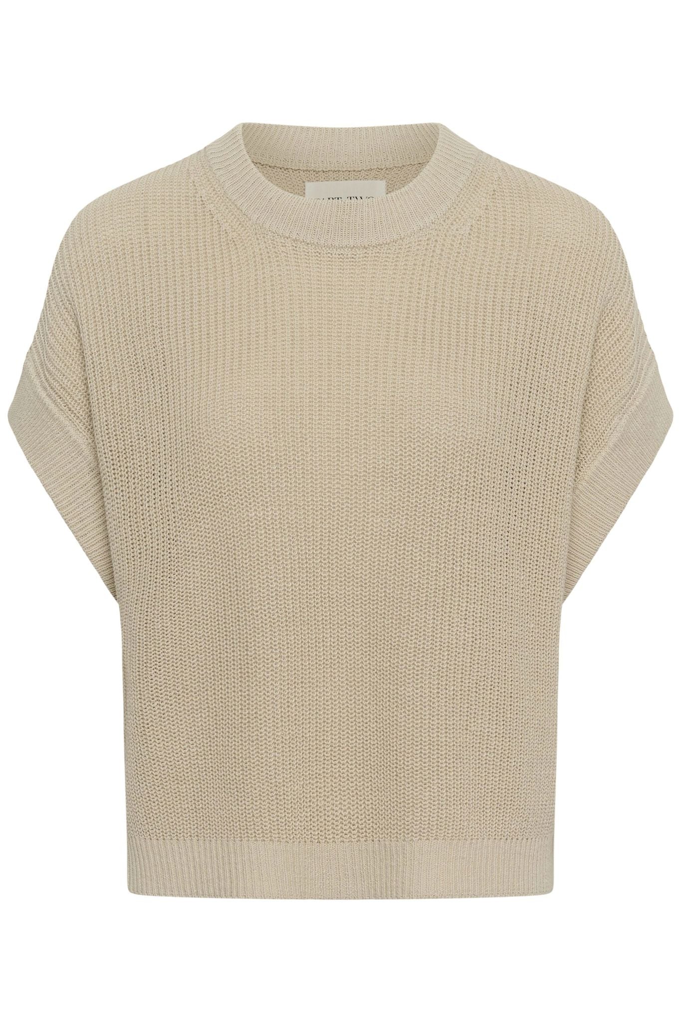 Part Two Belisiapw genser i French Oak, myk og komfortabel, vist i en nærbilde av stoff og passform.