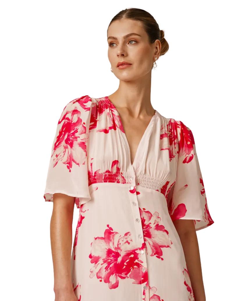 By TiMo Satin button down dress Kjole Rosa - chrismoa.no