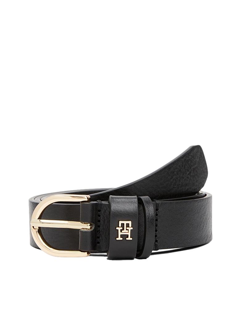 Sort Tommy Hilfiger Essential Effortless 2.5 tilbehør i stilrent design, vist med nærbilde av materialet og logo.