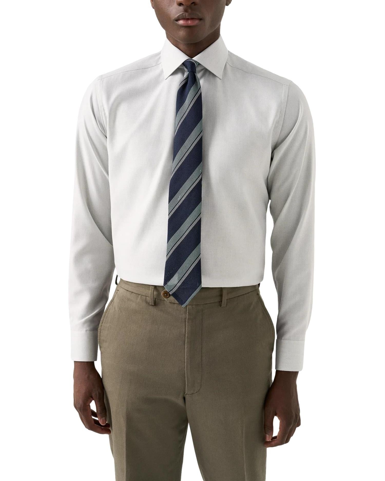 Eton Light Green Melange Semi Solid Twill Slim Fit Shirt Skjorte Lys Grønn Melert - chrismoa.no