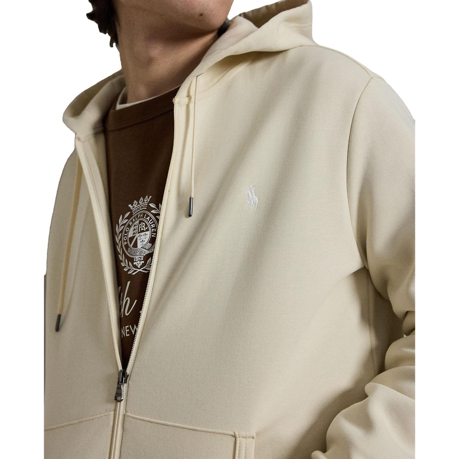 Polo Ralph Lauren Double-Knit Full-Zip Hoodie Genser Cream