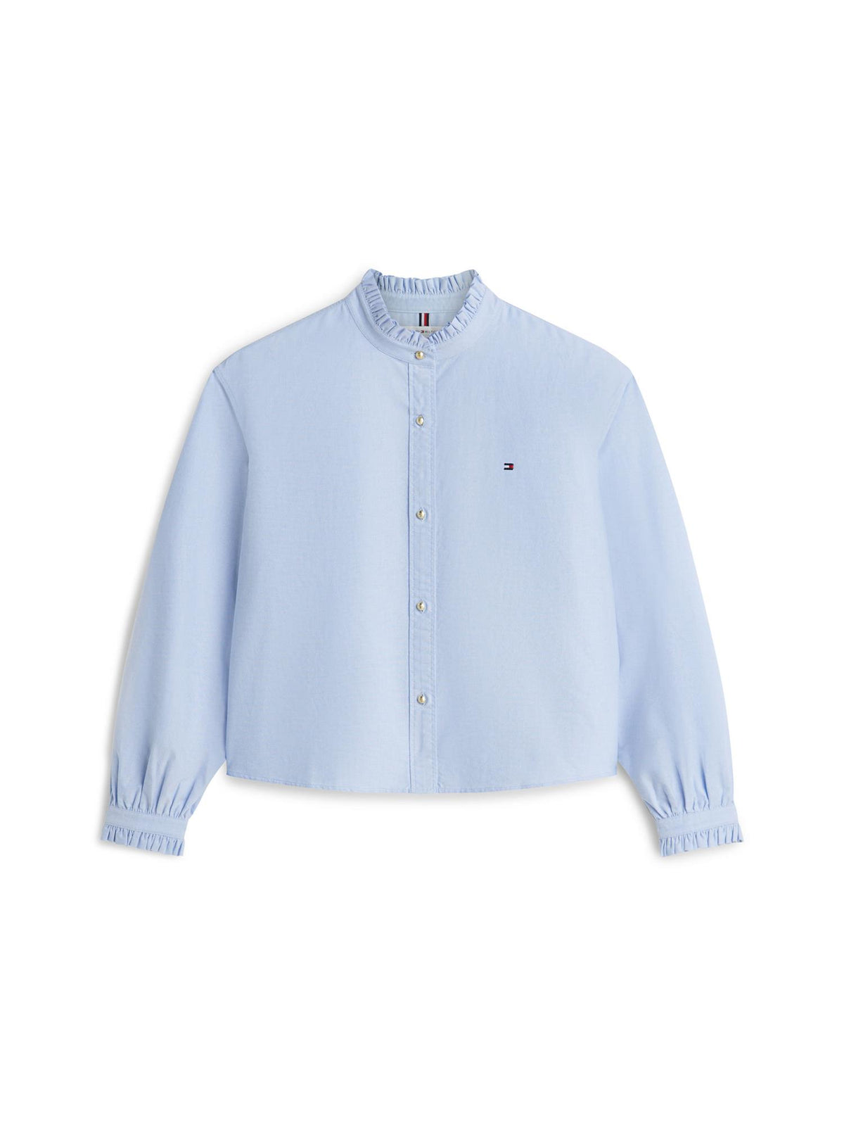 Tommy Hilfiger Oxford Crop Ruffle Ls Shirt Skjorte Mid Blue