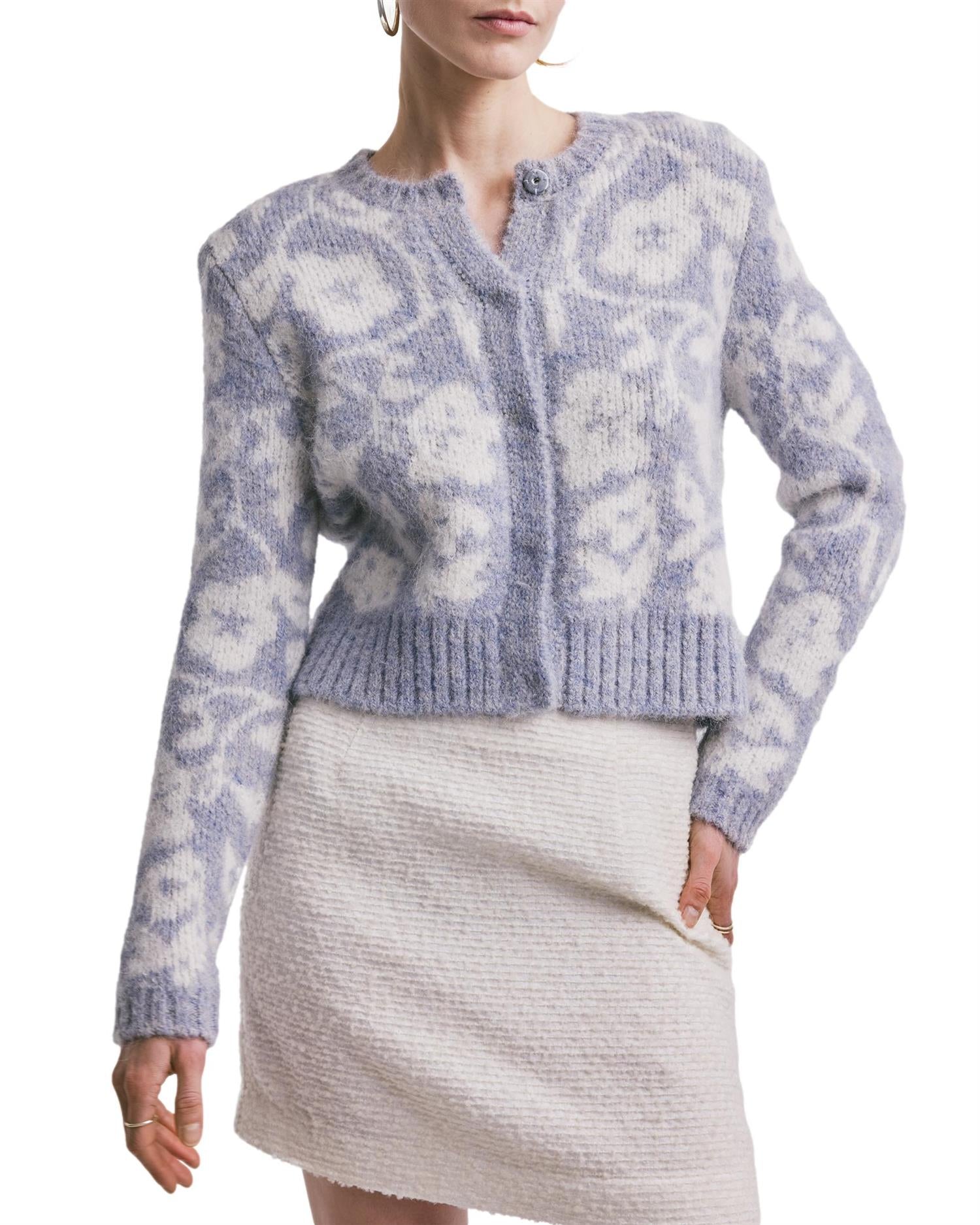 By TiMo Jacquard Knit Jacket Genser Pastellblå