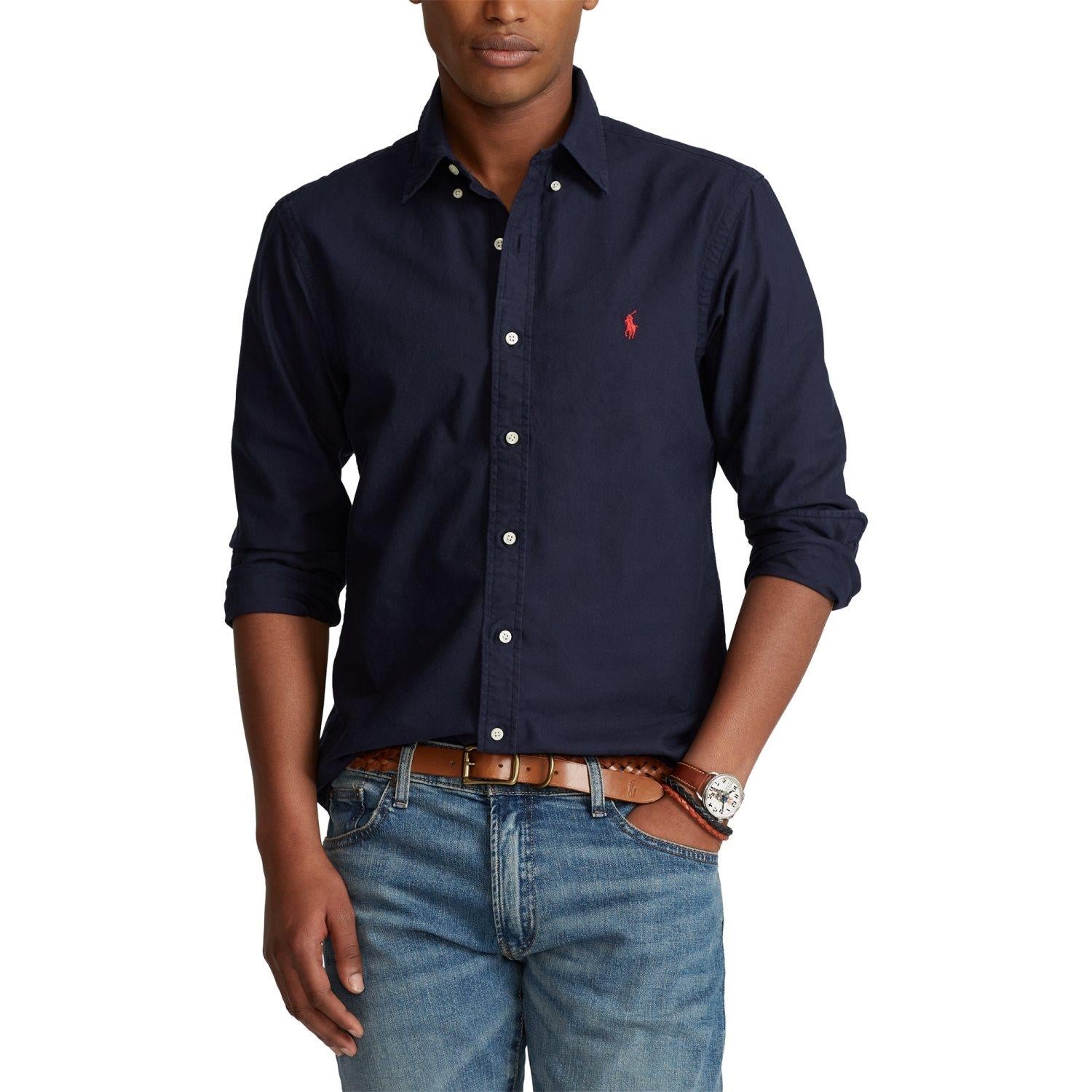 Polo Ralph Lauren Custom Fit Oxford Shirt Skjorte Marine - chrismoa.no