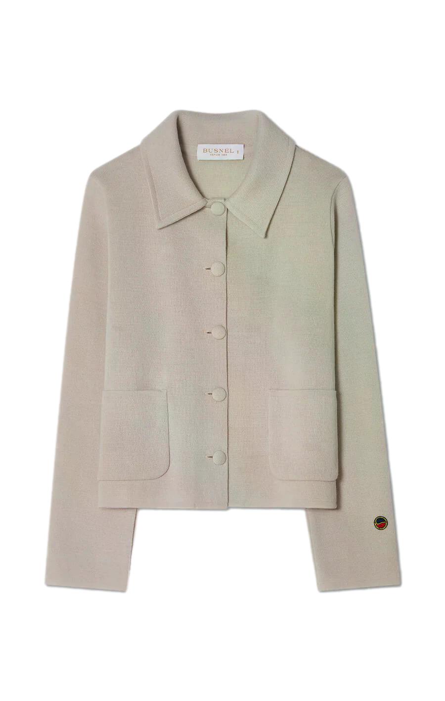 Busnel Catherine jakke i lys beige, stilfull og varm vinterjakke med mykt stoff og elegant design.