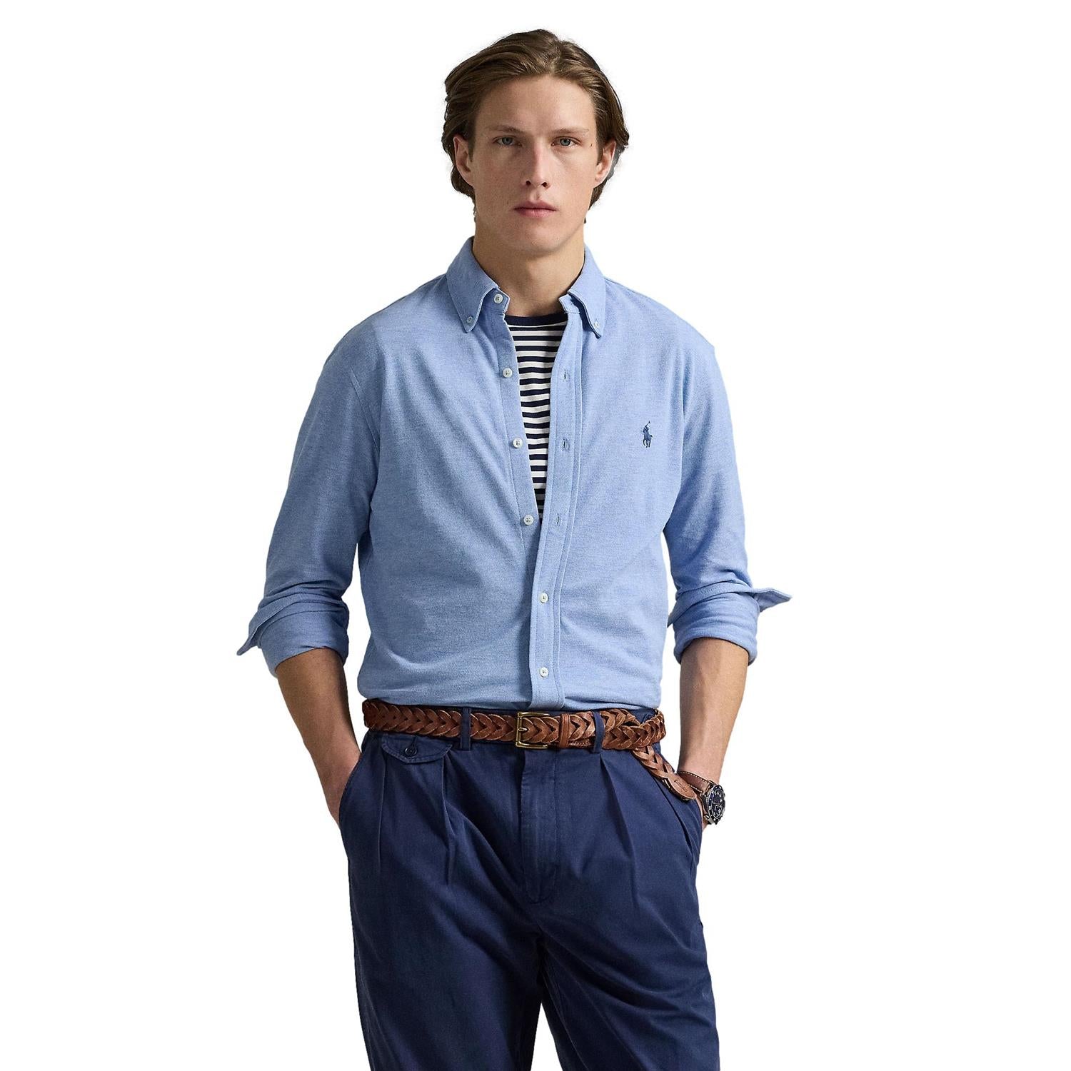 Polo Ralph Lauren FEATHERWEIGHT MESH SHIRT Skjorte Lyseblå - chrismoa.no