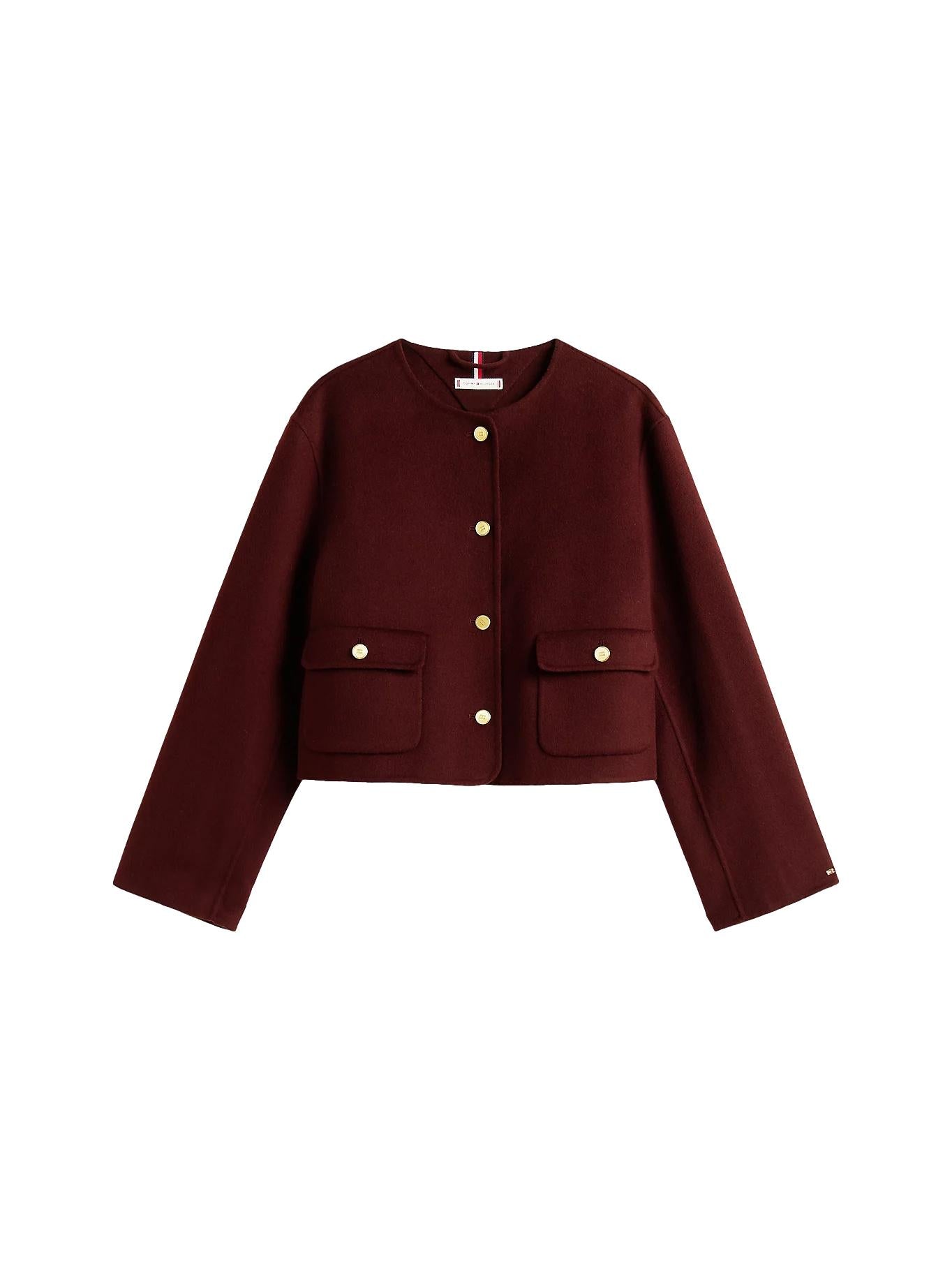 Tommy Hilfiger Double-Faced Wool Blend Jacket Jakke Burgunder - chrismoa.no